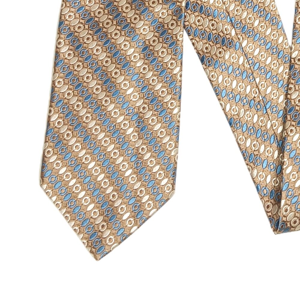Jos. A. Bank Silk Tie Men’s 60” Blue Brown Beige Geometric Designer Classic Tie